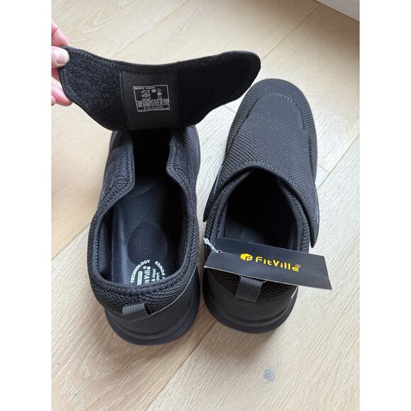 Fitville Mens Marca Black Knit Orthopedic Diabetic Walking Shoes Size 10.5 EW - Picture 5 of 9